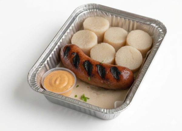 Plat de saucisse & chikwangue